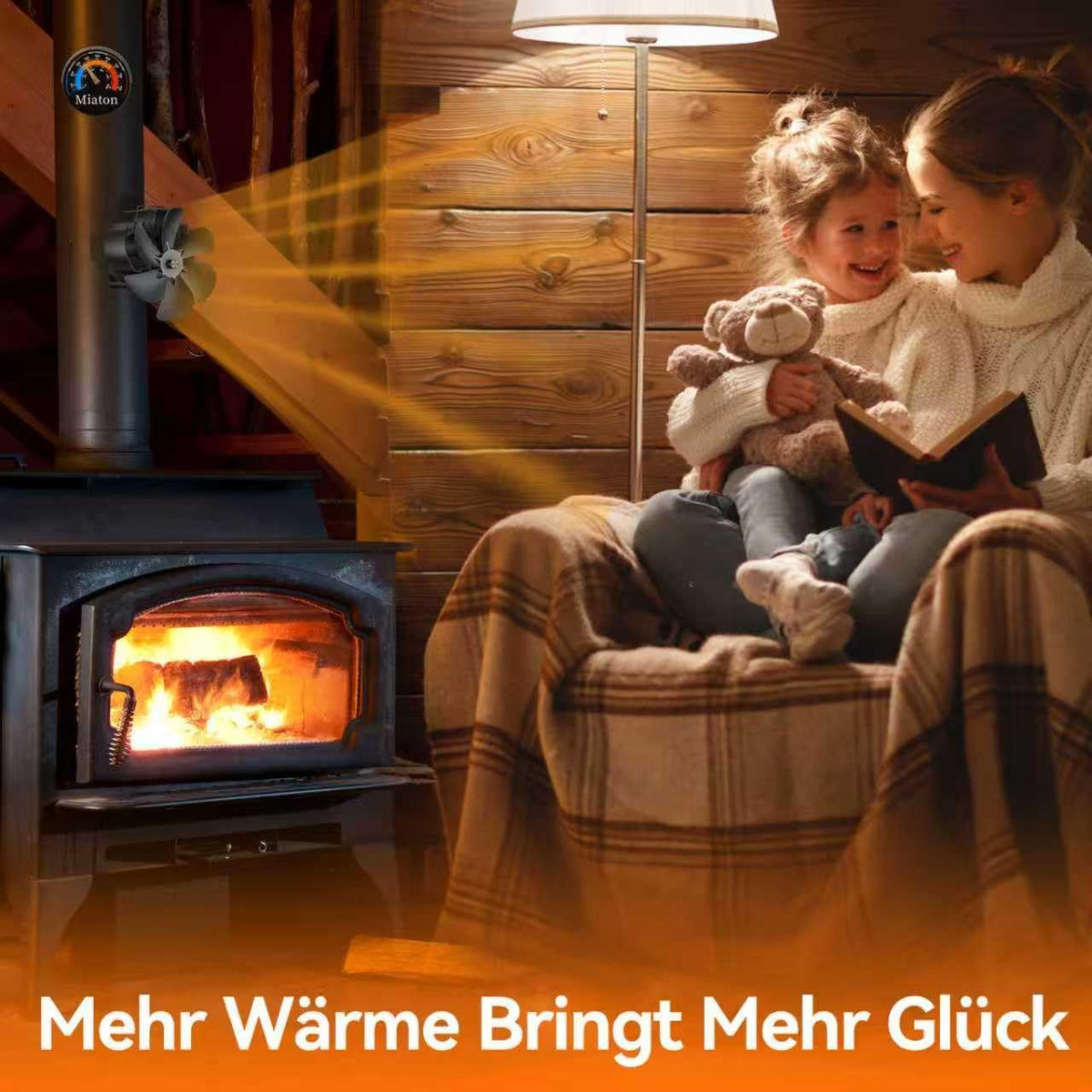 Ofenventilator 6 Flügel ohne Strom, Ansicht 2