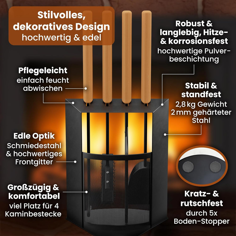 Kaminbesteck 5-teilig Schwarz modern – Ansicht 3 von 7