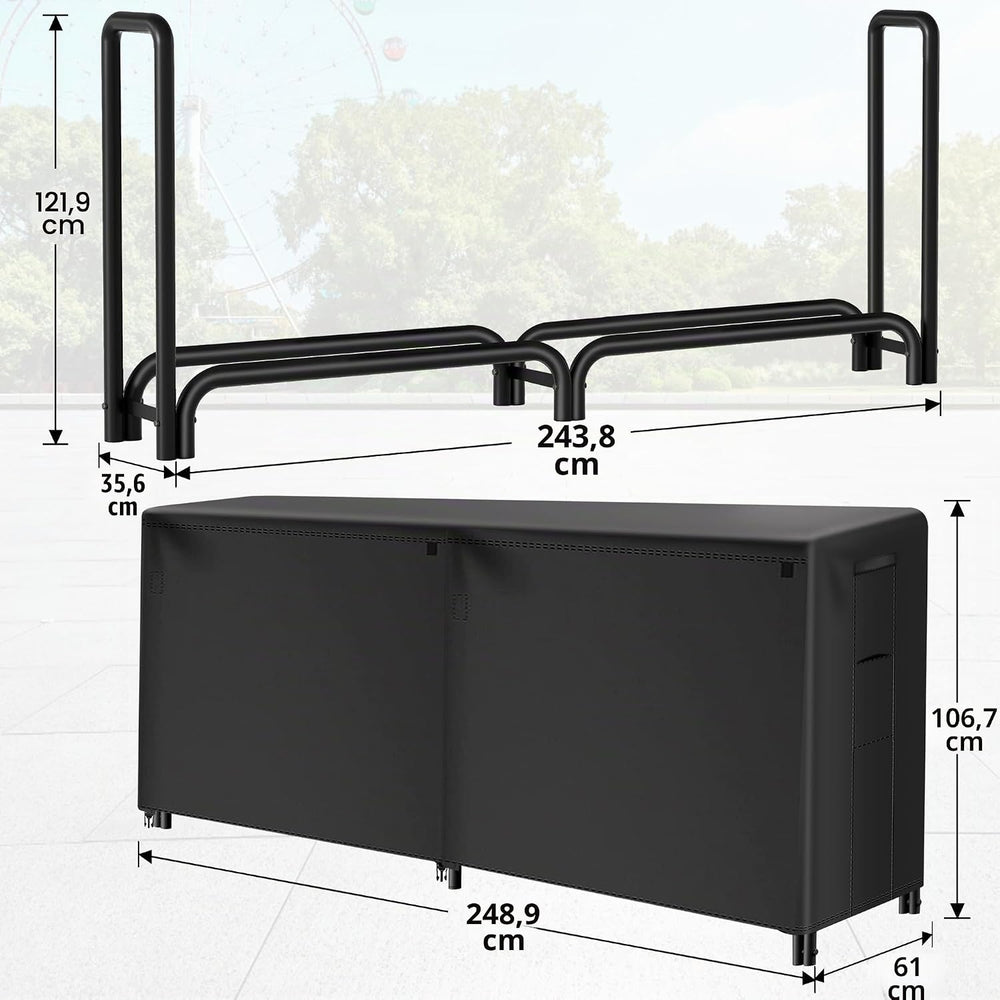 Kaminholzregal außen mit Abdeckung 244 cm – Ansicht 10 von 10
