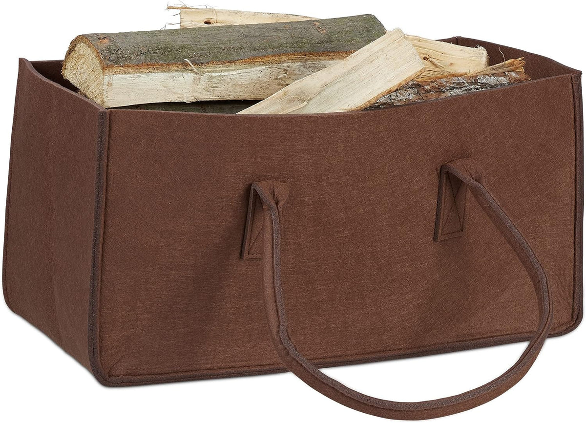 Kaminholztasche Filz 27 Liter Braun
