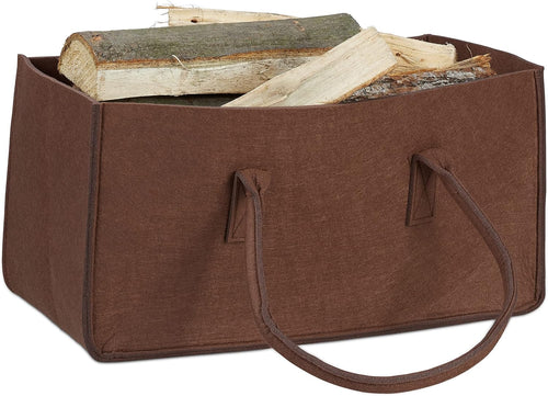 Kaminholztasche Filz 27 Liter Braun