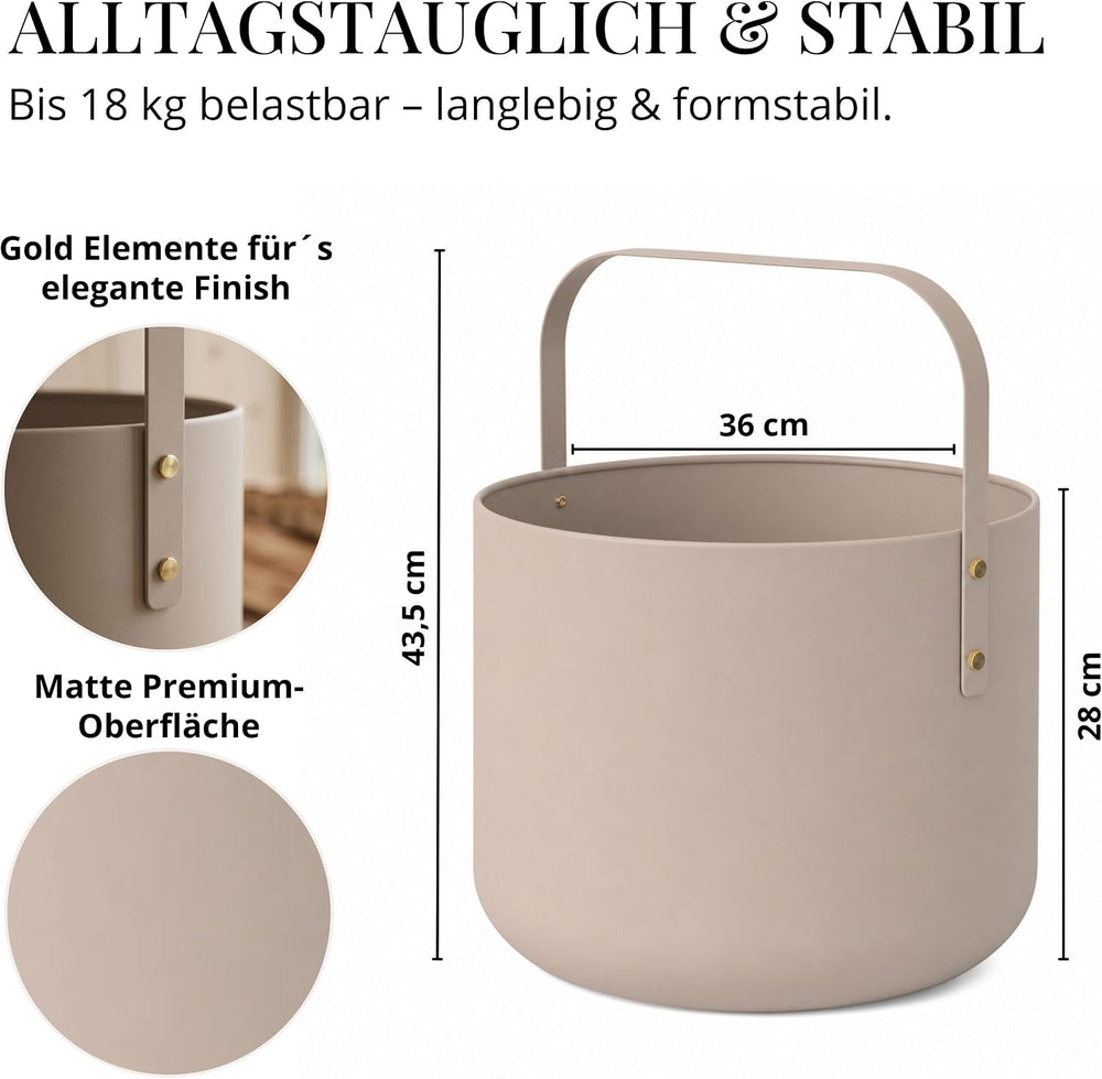 Kaminholzkorb Metall Beige modern – Ansicht 5 von 7