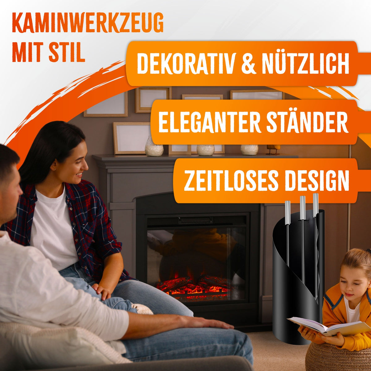 Kaminbesteck 4-teilig mit Ständer – Ansicht 3 von 8