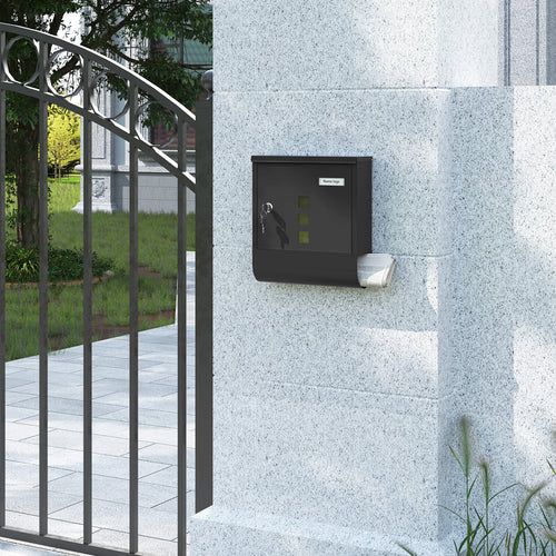 Wandbriefkasten Schwarz mit Zeitungsfach und Namensschild – Ansicht 1 von 11