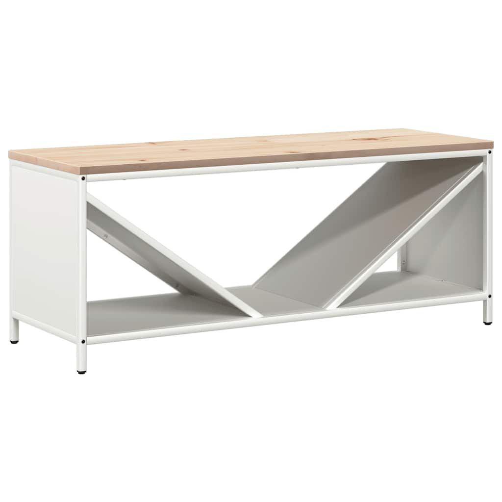 Brennholzregal mit Holzplatte Weiß 100,5 × 35,5 × 40 cm