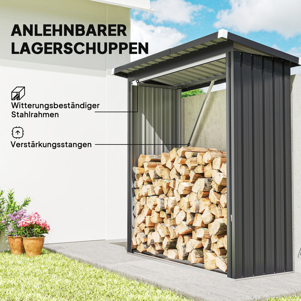 Brennholzschuppen Dunkelgrau 66,5 cm tief, Ansicht 15