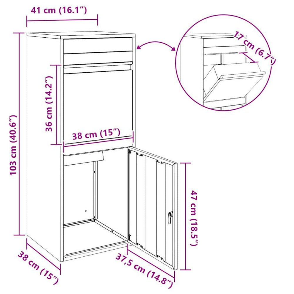 Paketbriefkasten Anthrazit 103 cm, Ansicht 14