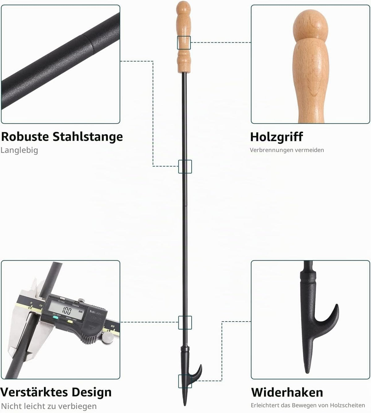 Schürhaken Kamin lang 81 cm – Ansicht 5 von 8