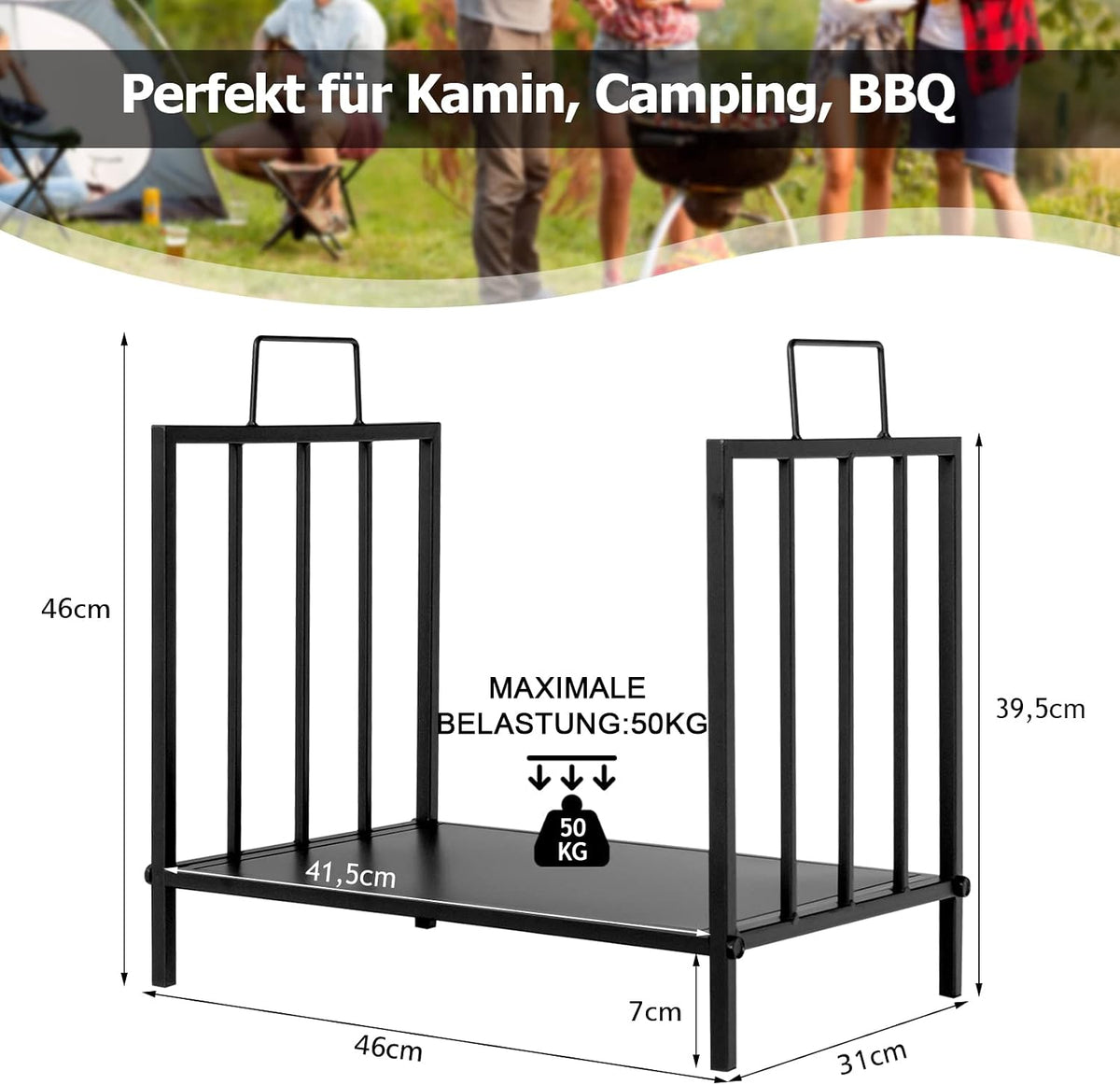 Kaminholzhalter Metall klein – Ansicht 5 von 9