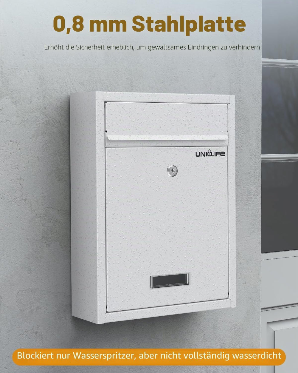 Wandbriefkasten Weiß schmal – Ansicht 4 von 7