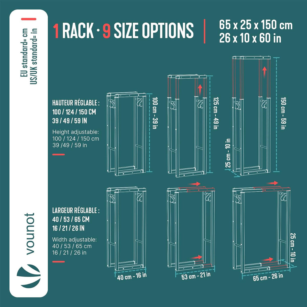 Kaminholzregal verstellbar Metall – Ansicht 3 von 7