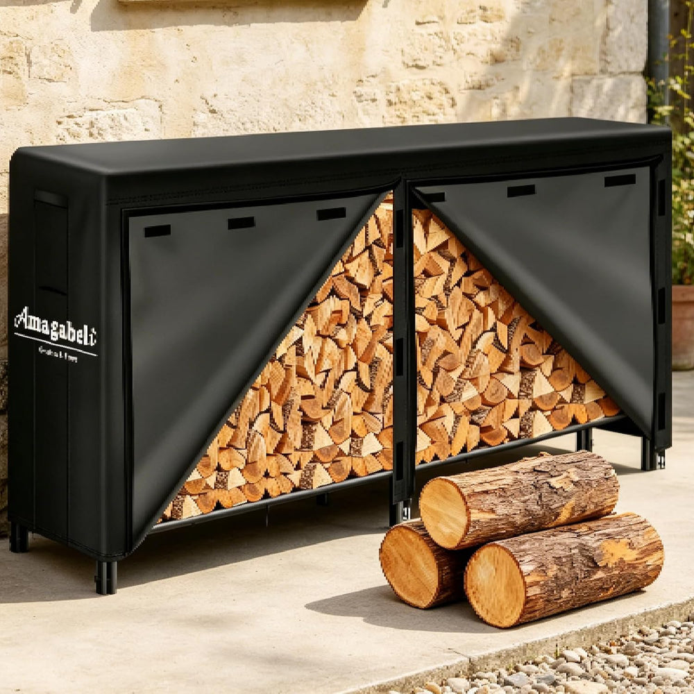 Kaminholzregal außen mit Abdeckung 244 cm – Ansicht 2 von 10