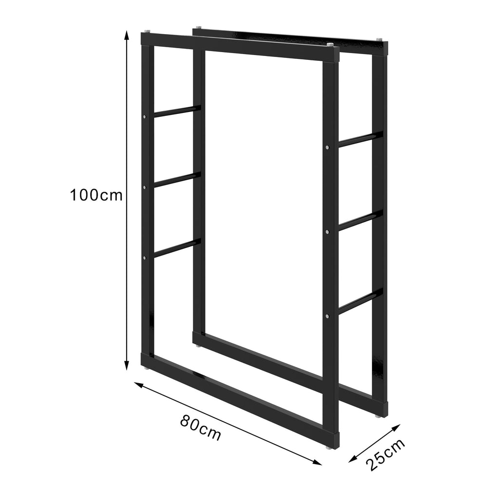 Kaminholzregal innen Metall Schwarz – Ansicht 5 von 6