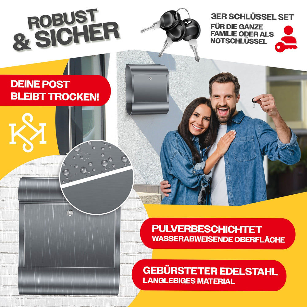 Wandbriefkasten KESSER XXL Edelstahl, Ansicht 6