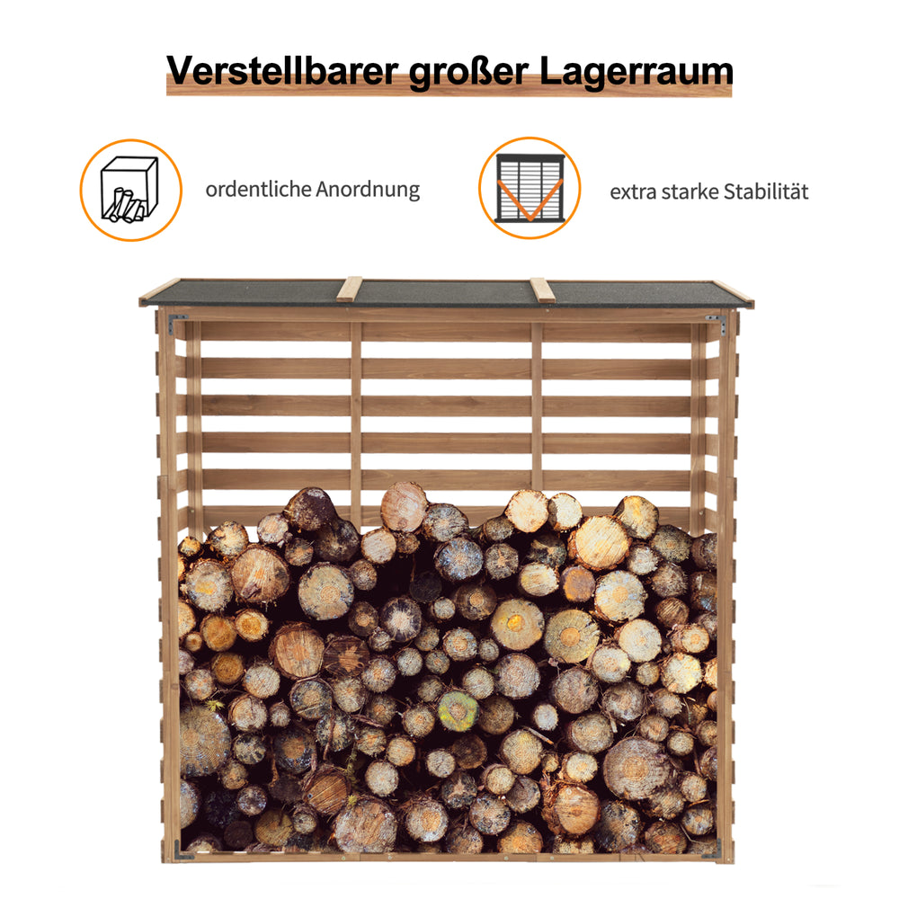 Kaminholzregal Holz XXL 90 × 185 × 186 cm, Ansicht 2