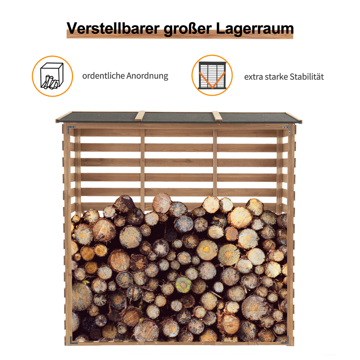 Kaminholzregal Holz XXL 90 × 185 × 186 cm, Ansicht 2
