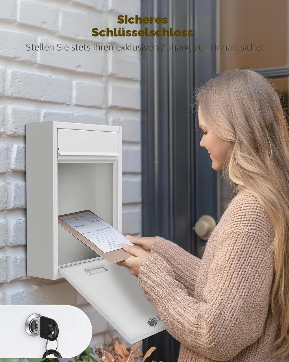 Wandbriefkasten Weiß schmal – Ansicht 2 von 7