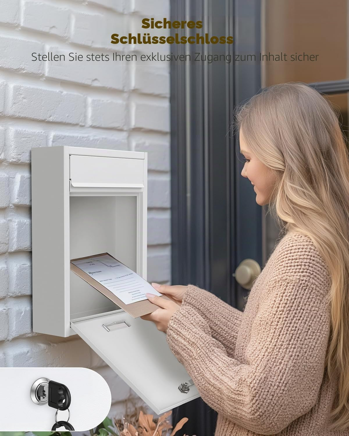 Wandbriefkasten Weiß schmal – Ansicht 2 von 7