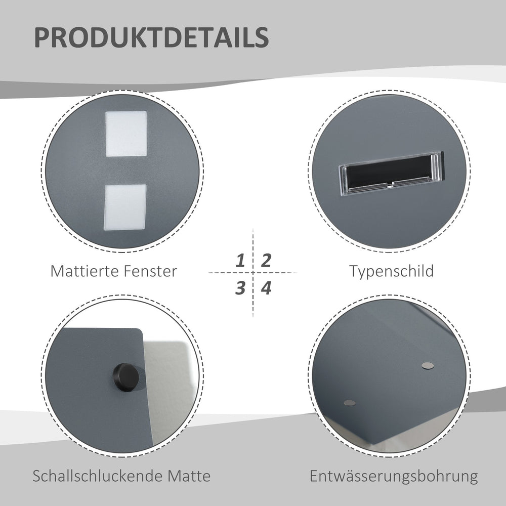 Wandbriefkasten Anthrazitgrau hoch, Ansicht 6