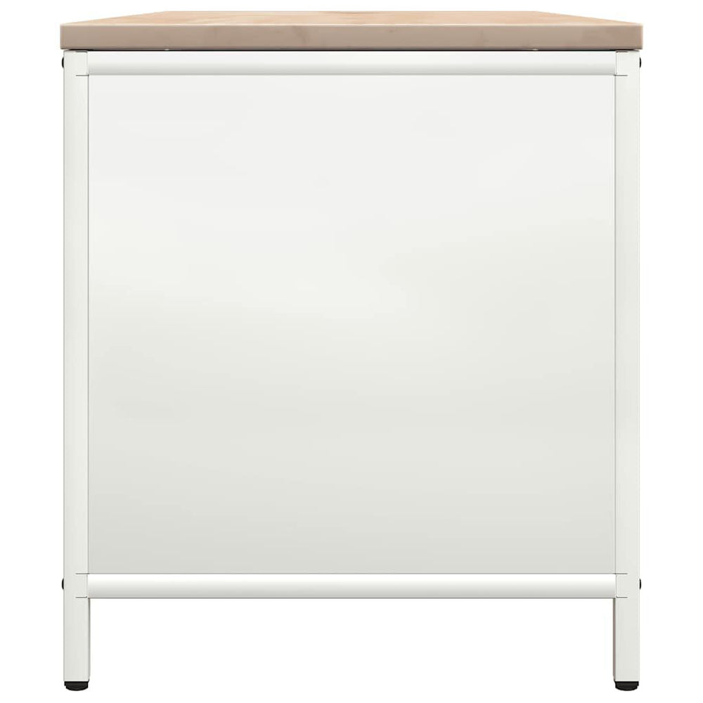 Brennholzregal mit Holzplatte Weiß 100,5 × 35,5 × 40 cm, Ansicht 7