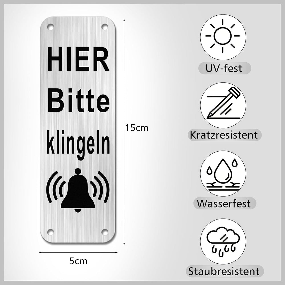 Klingelschild „Hier bitte klingeln“ 15 × 5 cm, Ansicht 2