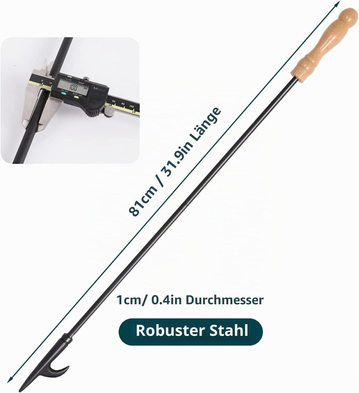 Schürhaken Kamin lang 81 cm – Ansicht 2 von 8