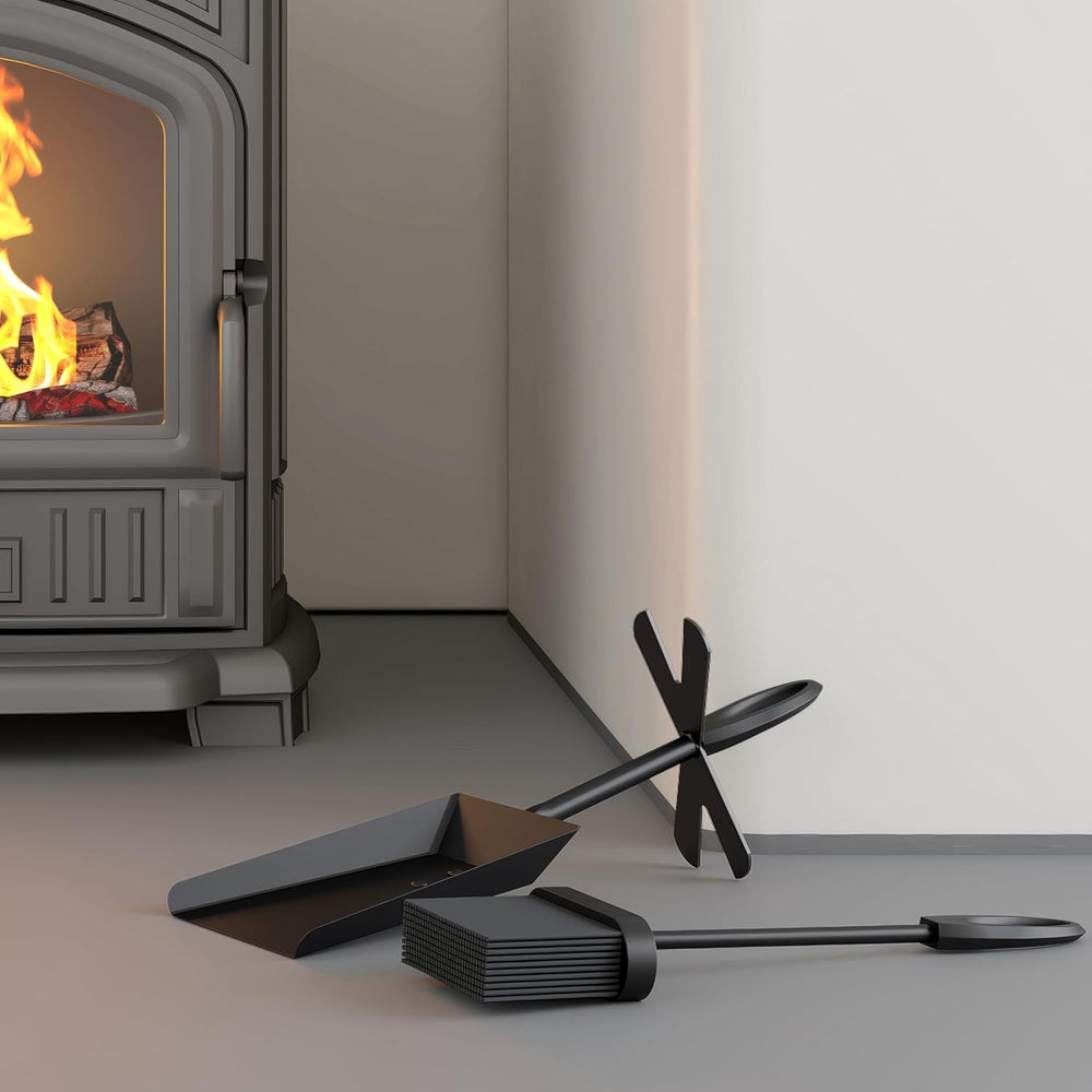 Kaminschaufel und Bürste Set Schwarz – Ansicht 6 von 9