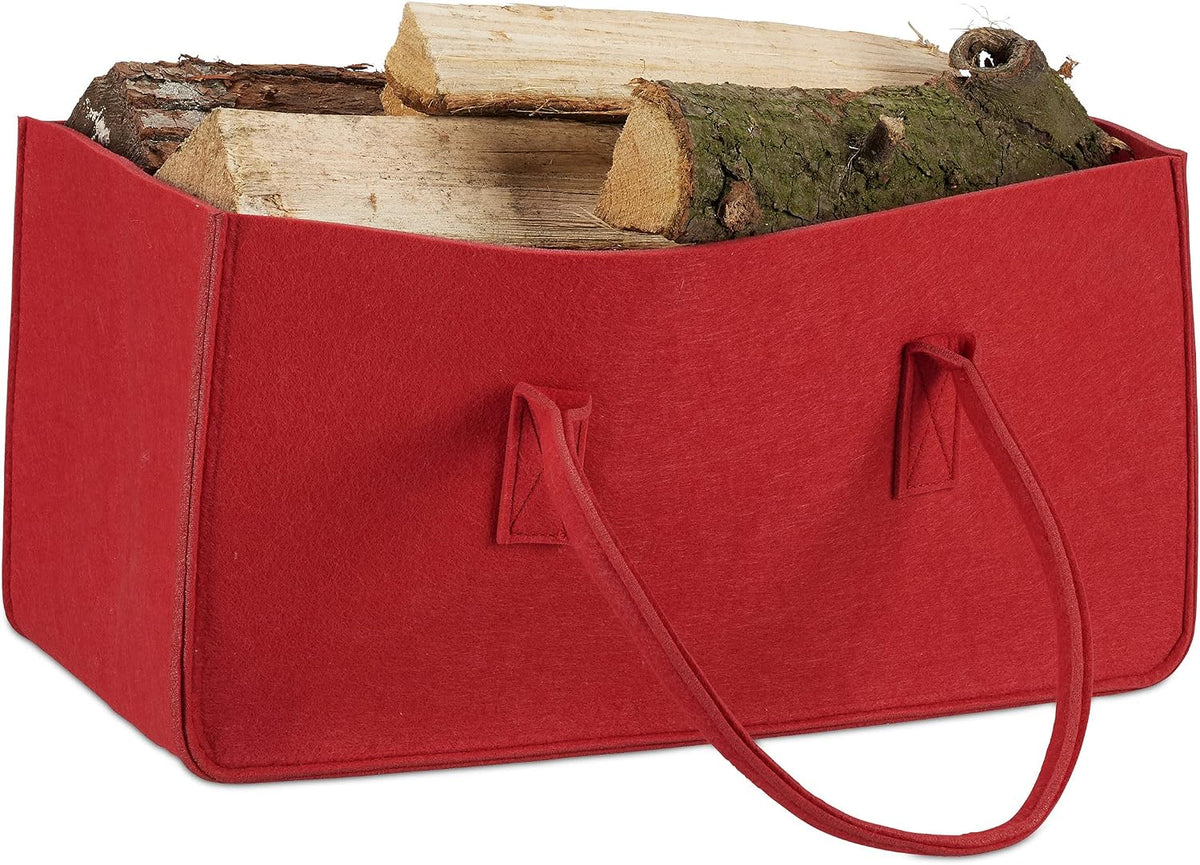 Kaminholztasche Filz 27 Liter Rot