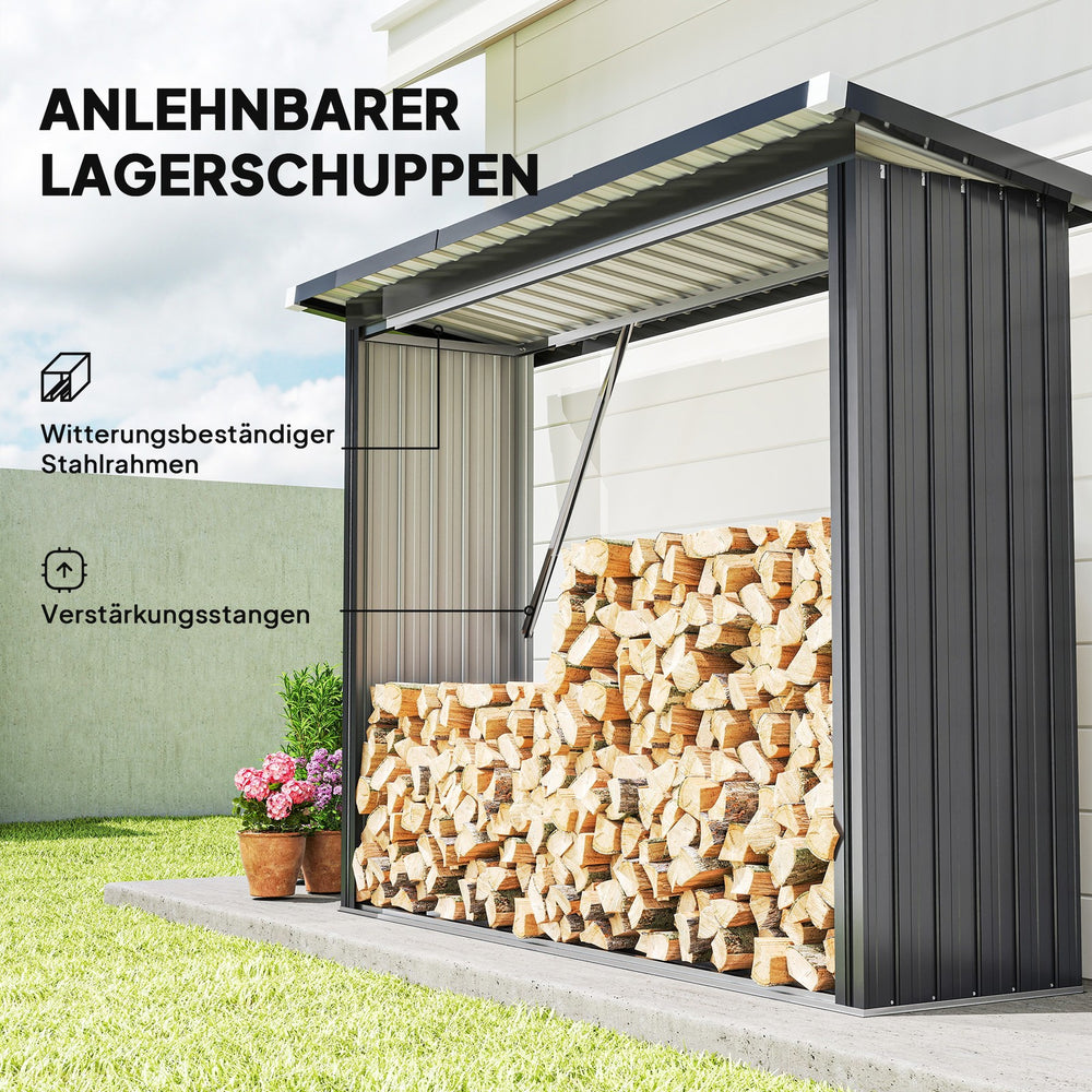 Brennholzschuppen Dunkelgrau 66,5 cm tief, Ansicht 6