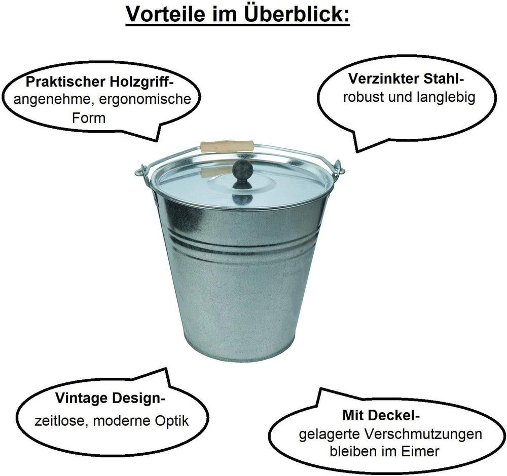 Ascheeimer mit Deckel verzinkt 10 Liter, Ansicht 7