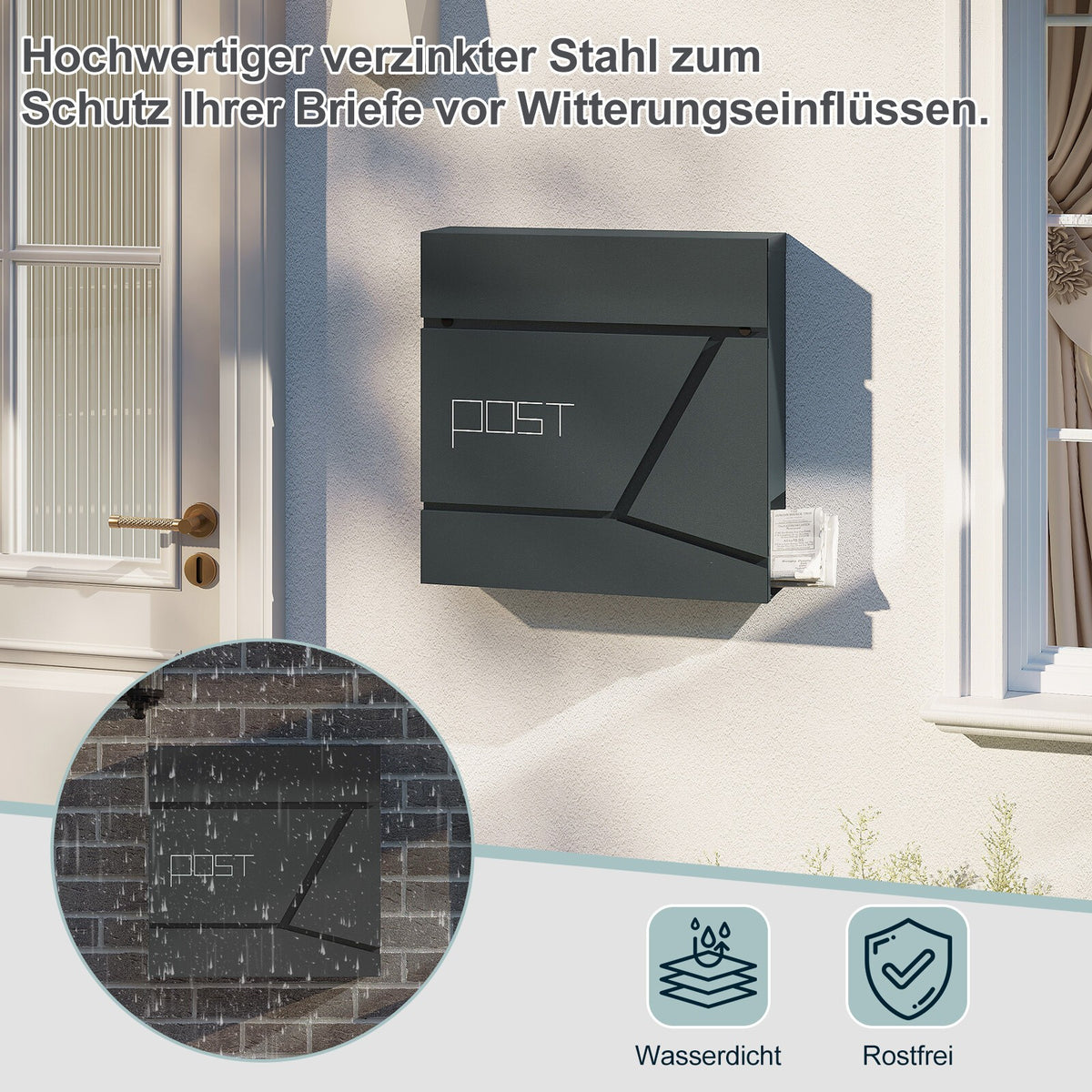 Wandbriefkasten mit Zeitungsrolle – Ansicht 5 von 16