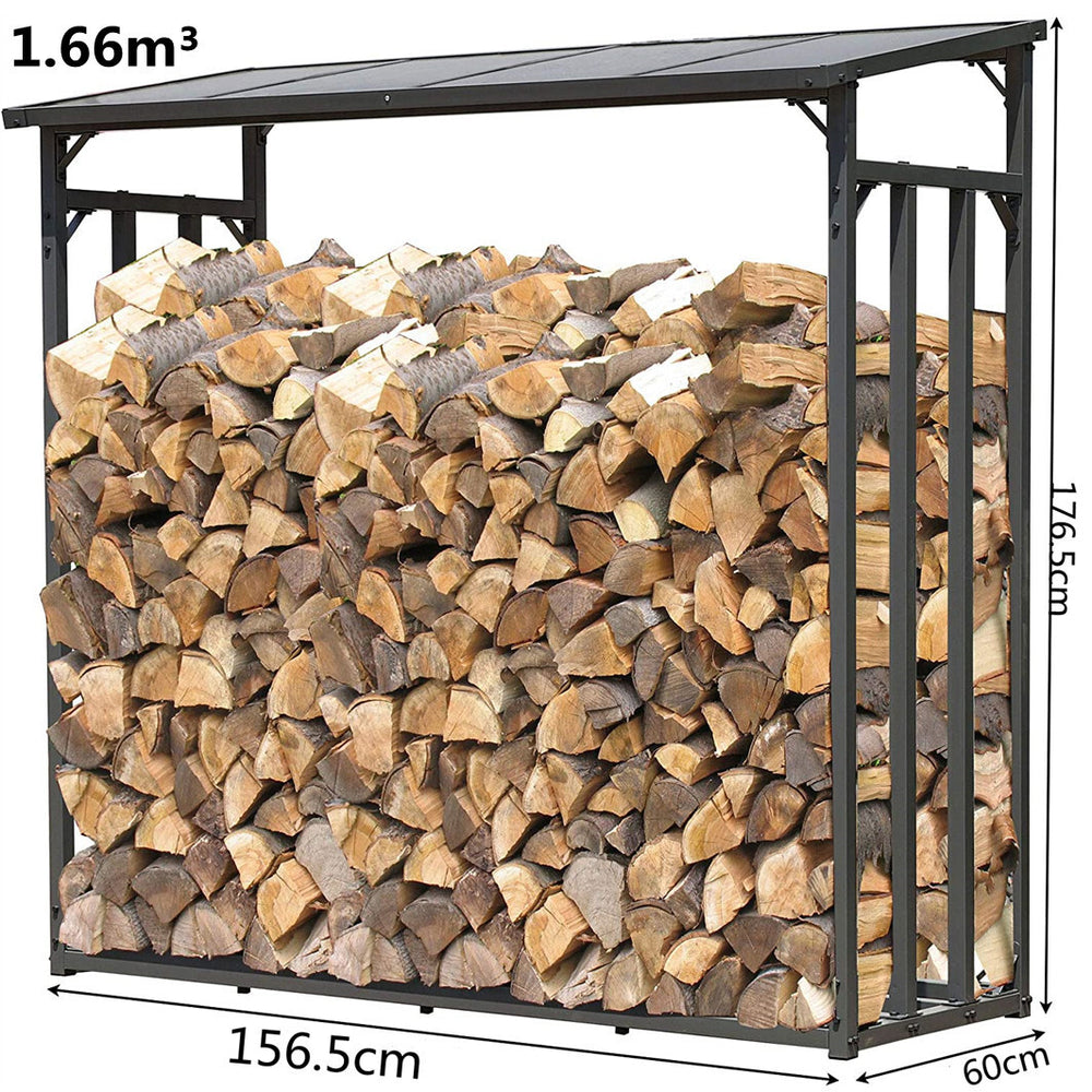 Kaminholzregal außen XXL 156 × 60 × 176 cm – Ansicht 9 von 13