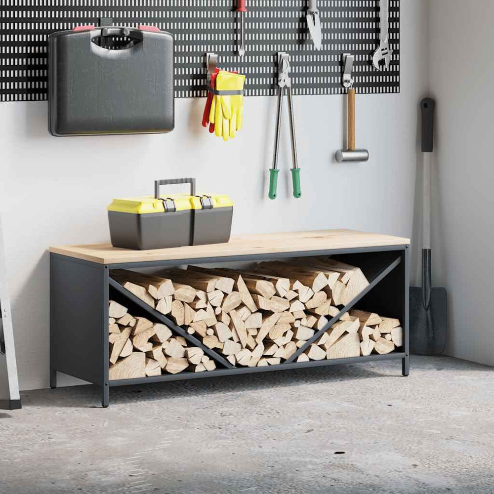 Brennholzregal mit Holzplatte Anthrazit 100,5 × 35,5 × 40 cm, Ansicht 2