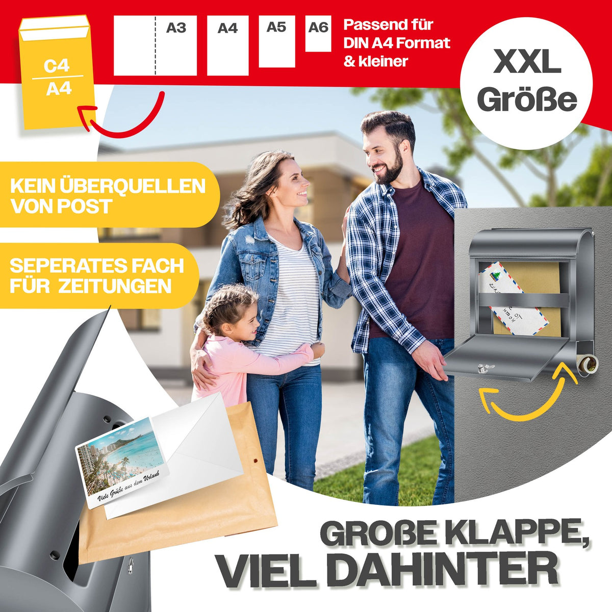 Wandbriefkasten KESSER XXL Edelstahl, Ansicht 5