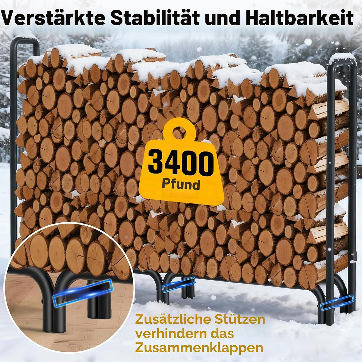 Kaminholzregal außen mit Abdeckung 244 cm – Ansicht 3 von 10