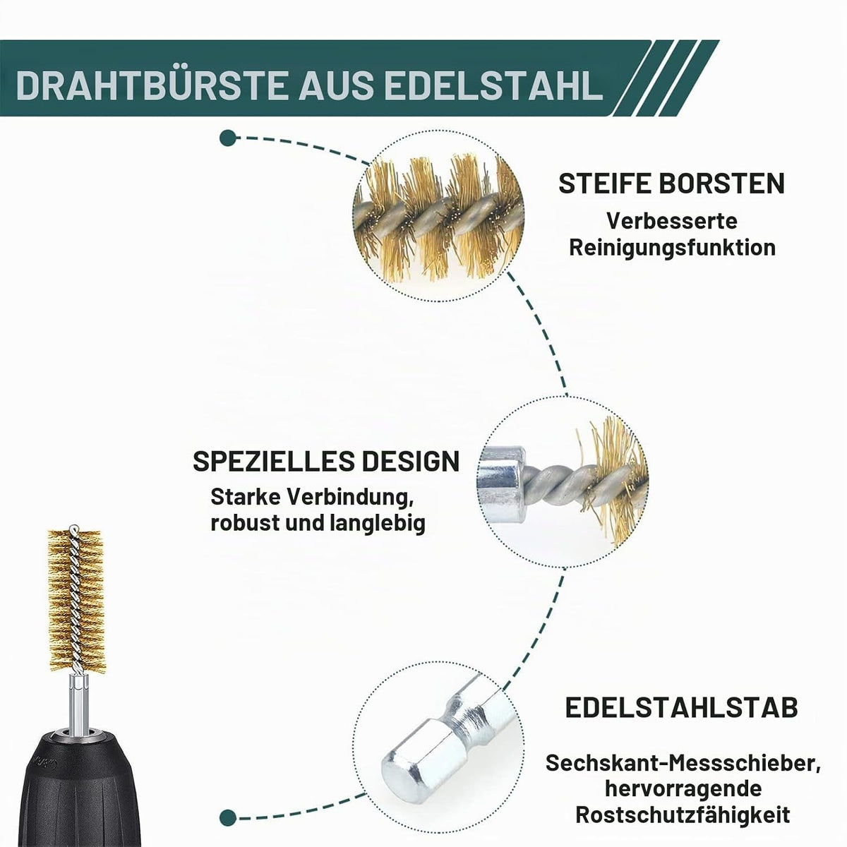 Rohrbürsten-Set 14-teilig für Bohrmaschine, Ansicht 4