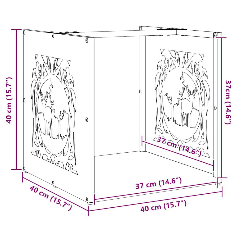 Brennholzregal Schwarz 40 × 40 × 40 cm, Ansicht 12