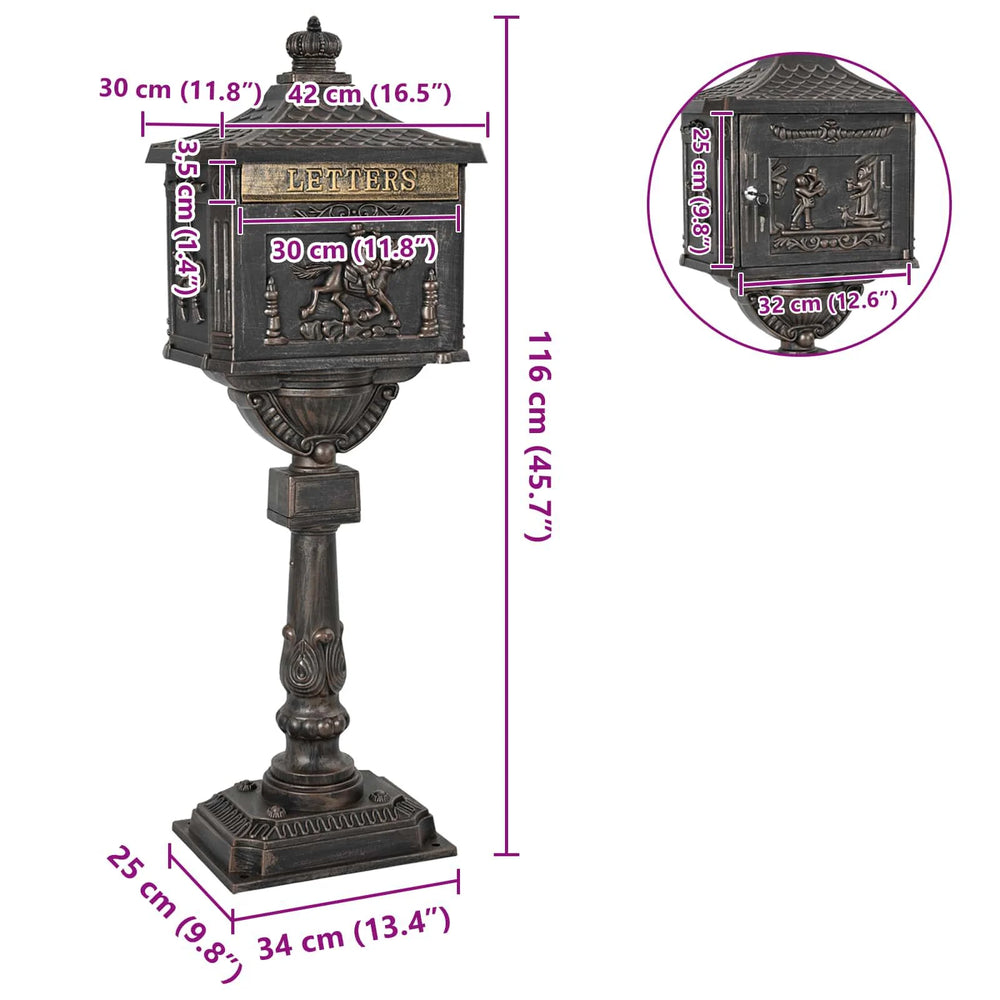 Standbriefkasten Vintage Bronze – Ansicht 9 von 9