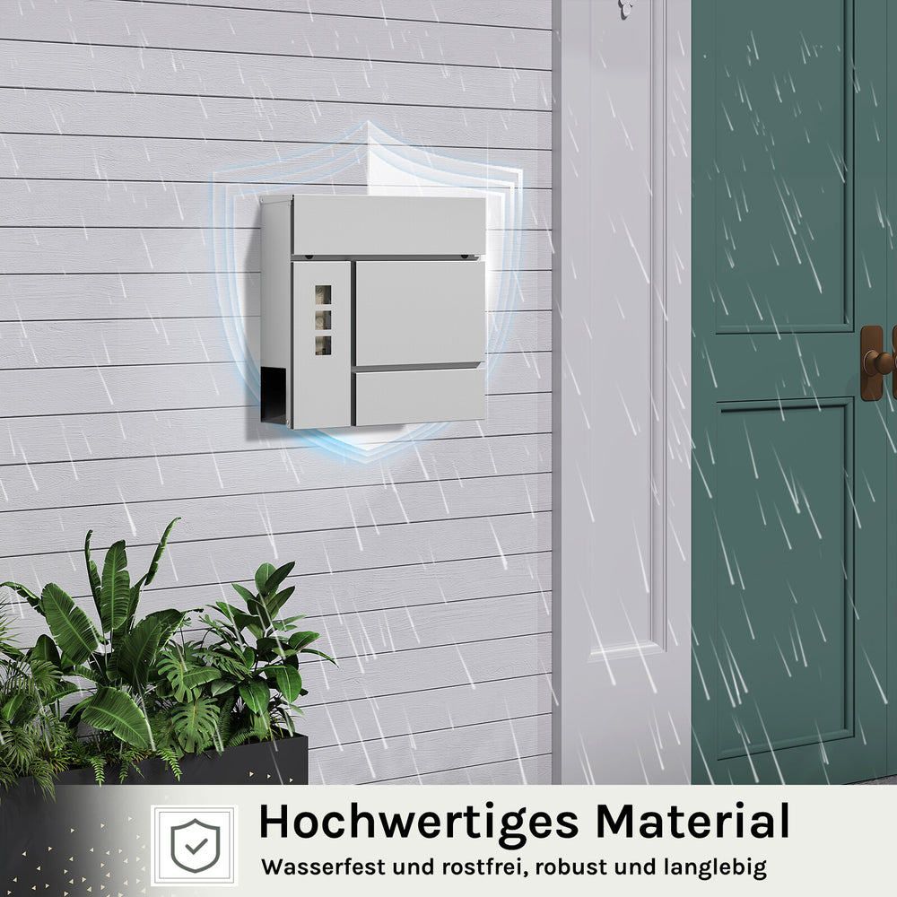 Wandbriefkasten Grau oder Schwarz mit Zeitungsfach, Ansicht 7
