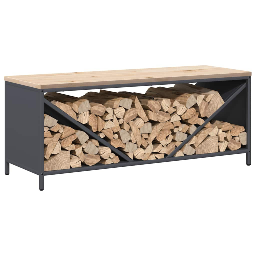 Brennholzregal mit Holzplatte Anthrazit 100,5 × 35,5 × 40 cm, Ansicht 5