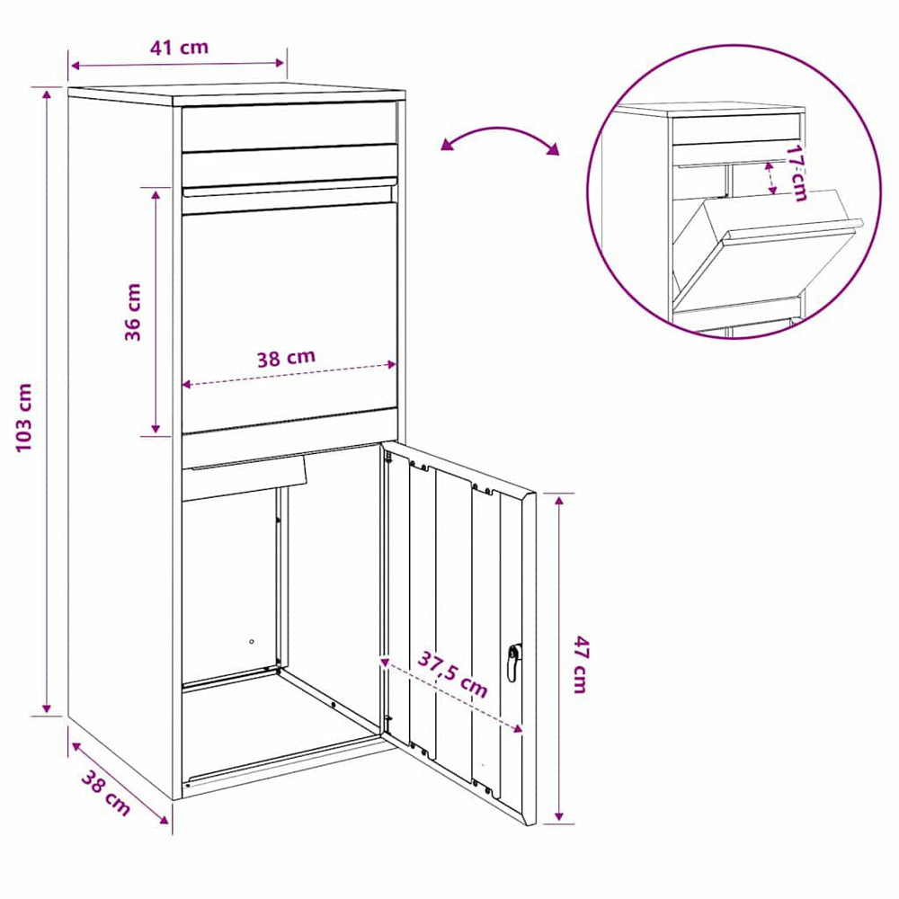 Paketbriefkasten Silber 103 cm, Ansicht 14