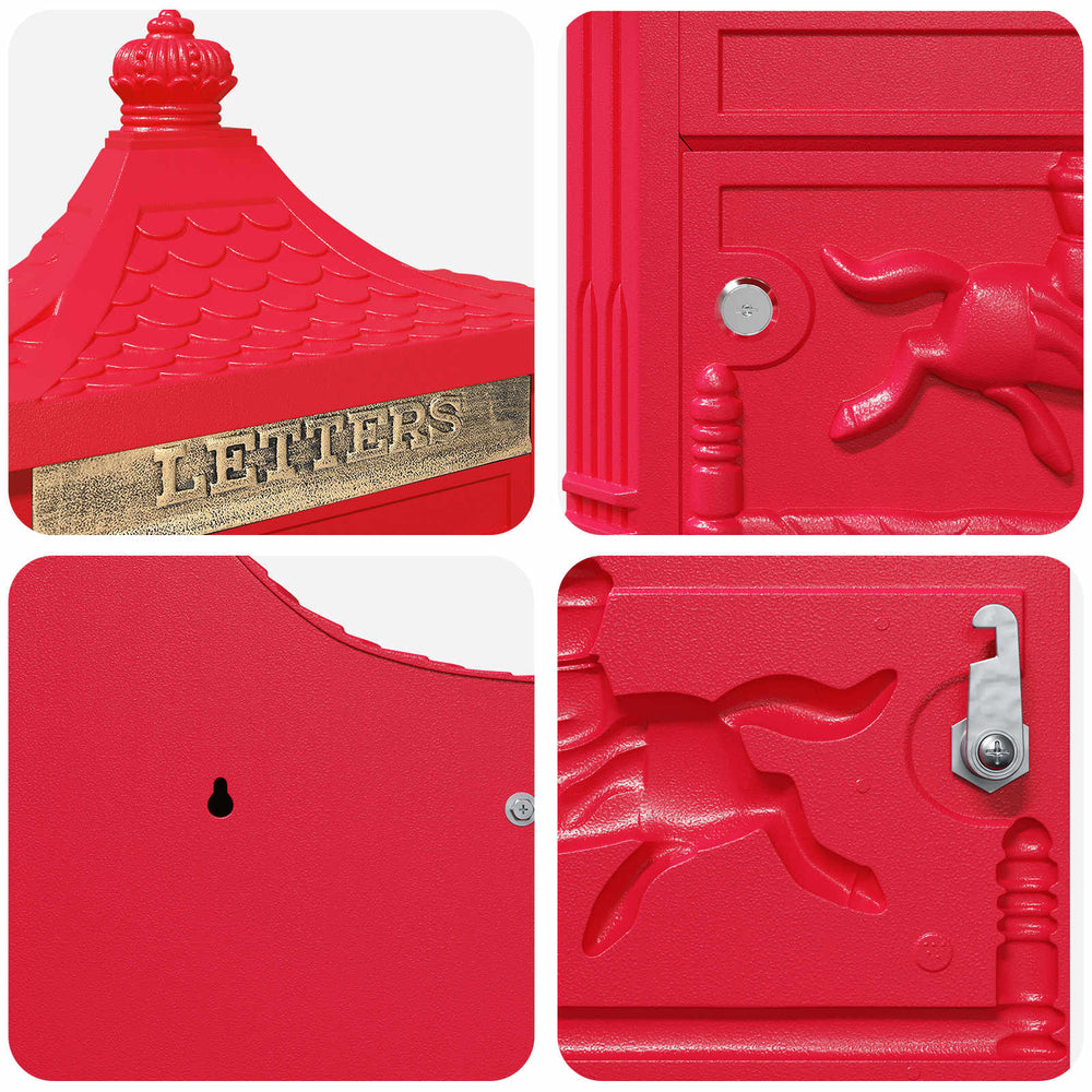 Wandbriefkasten Vintage Rot – Ansicht 9 von 11