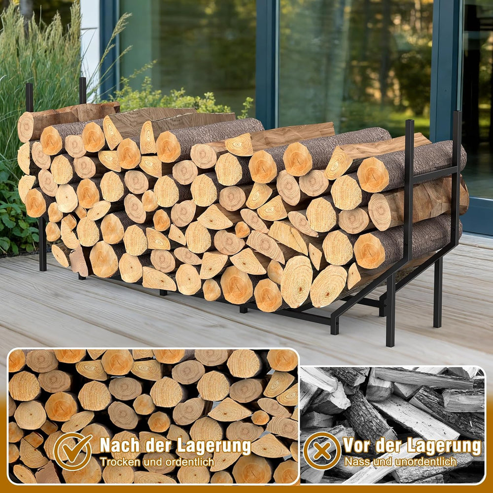 Kaminholzregal außen Metall 180 cm – Ansicht 8 von 8