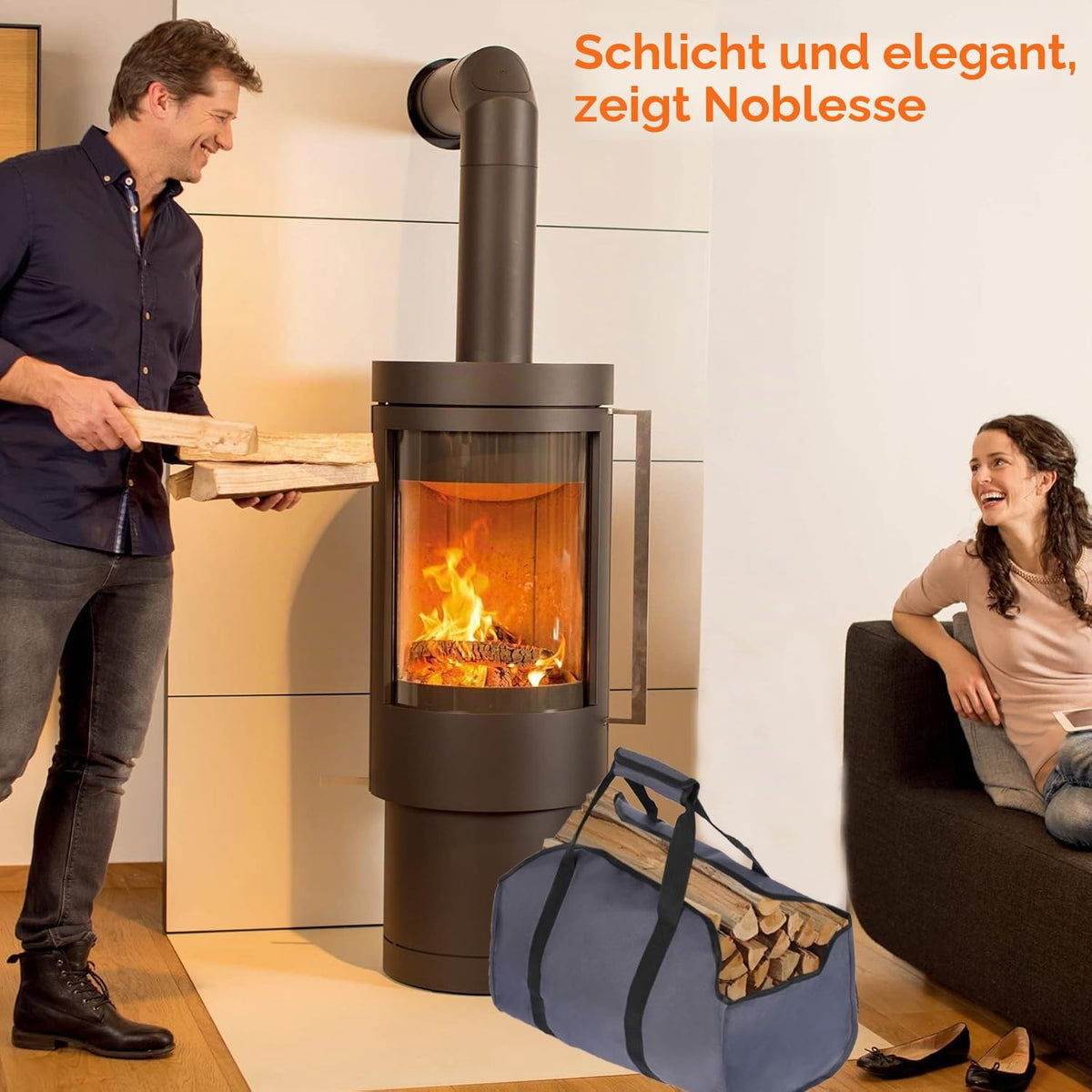 Kaminholztasche groß Grau – Ansicht 5 von 9