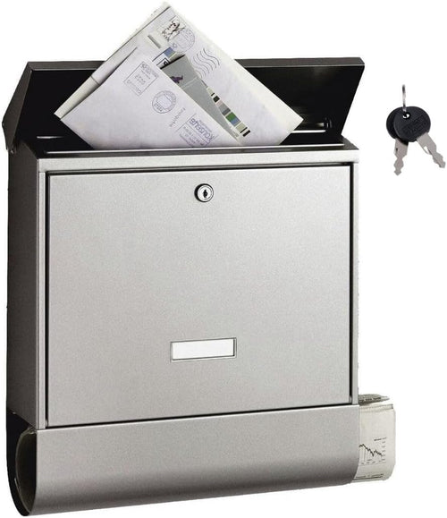 Wandbriefkasten Edelstahl mit Zeitungsfach – Ansicht 1 von 7