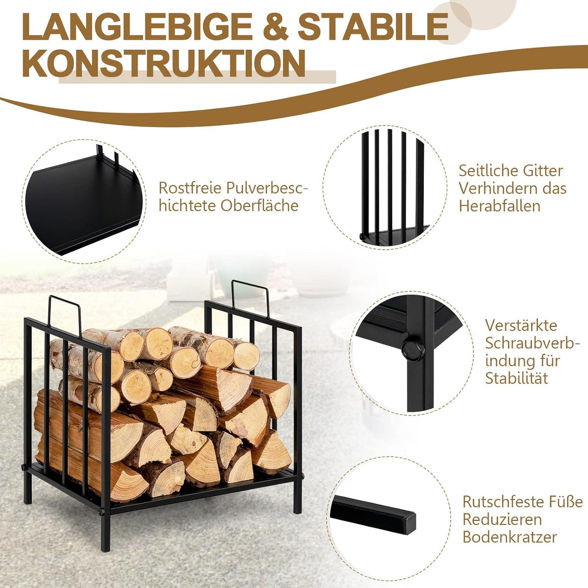 Kaminholzhalter Metall klein – Ansicht 3 von 9
