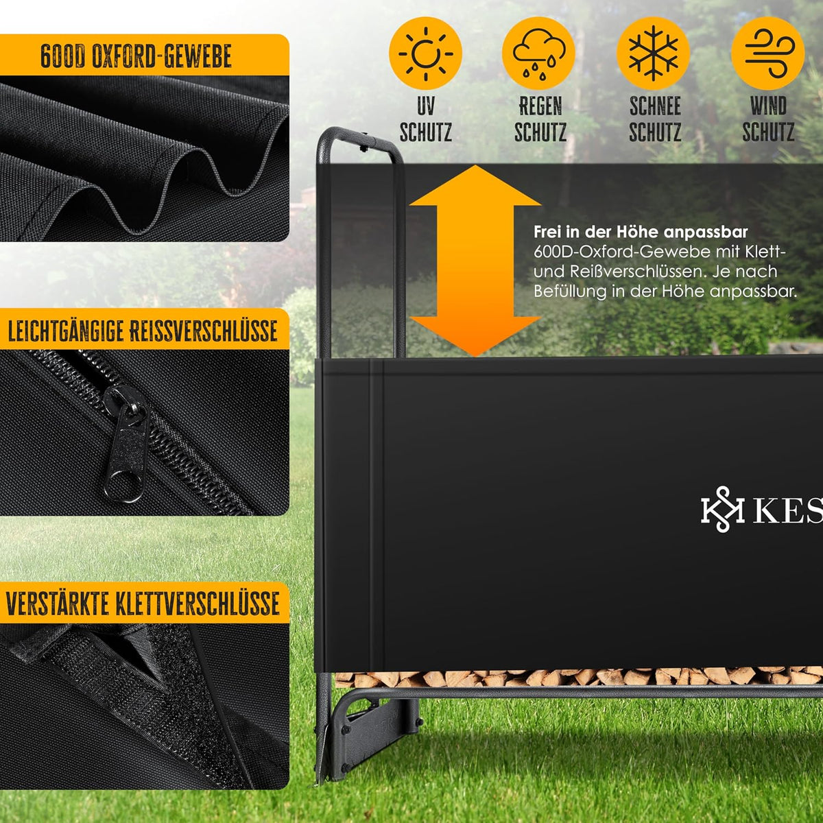 KESSER Brennholzregal 130 × 36 × 117 cm, Ansicht 3