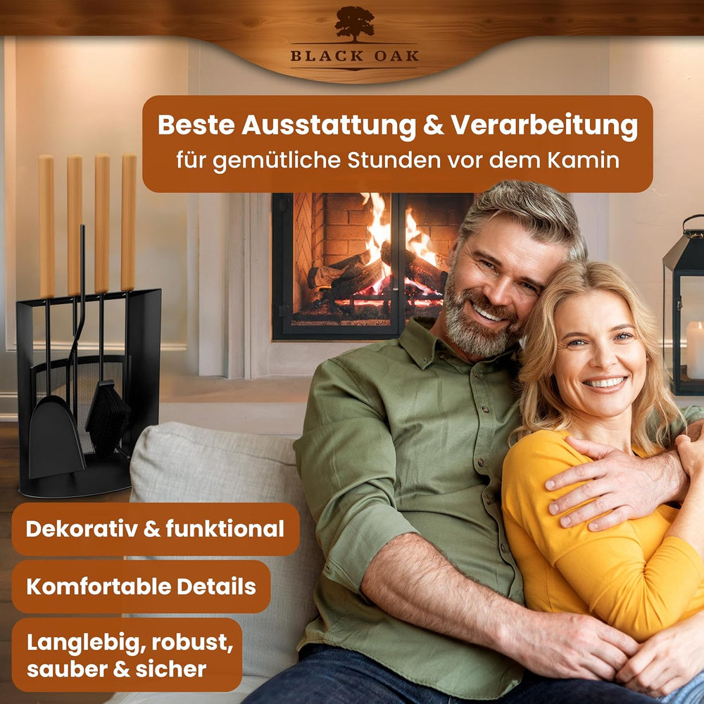 Kaminbesteck 5-teilig Schwarz modern – Ansicht 6 von 7