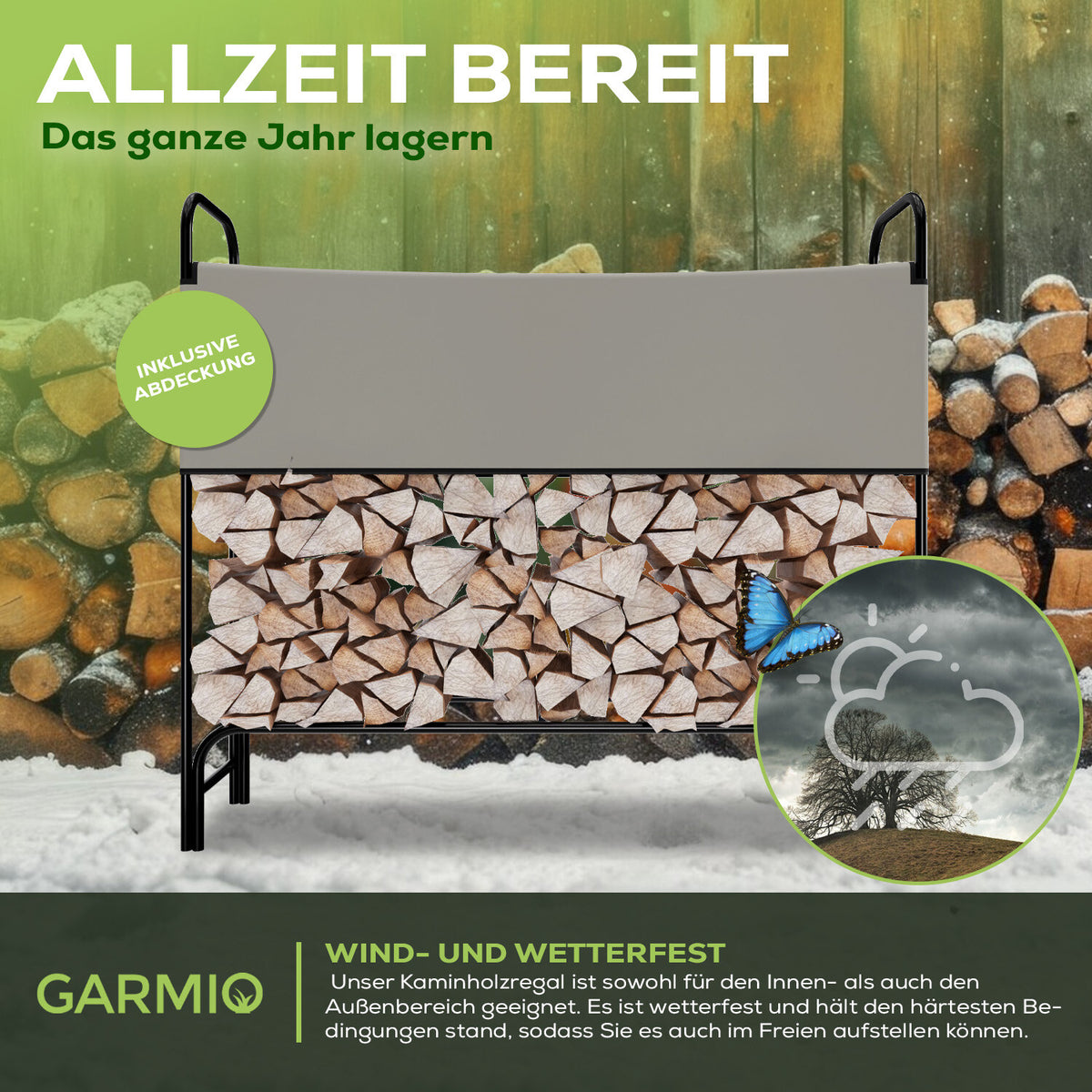 Kaminholzregal außen Metall Stahl – Ansicht 3 von 8