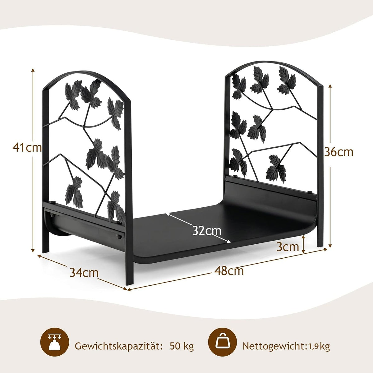 Kaminholzhalter Metall innen und außen – Ansicht 5 von 9